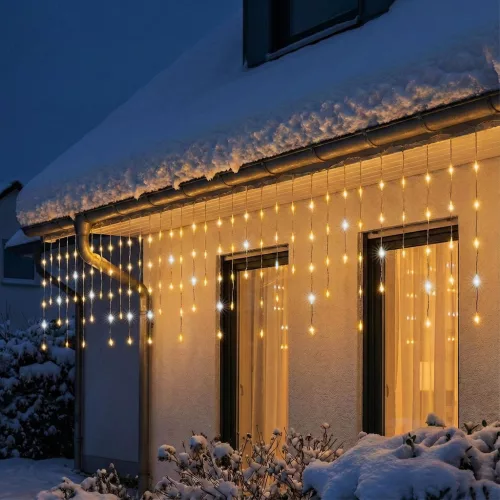KKF300D5M HOME KKF300D5M LED-es sziporkázó fényfüggöny, 300 db melegfehér DOT LED, átlátszó vezeték