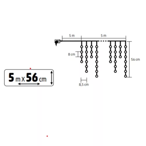 KKF300D5M HOME KKF300D5M LED-es sziporkázó fényfüggöny, 300 db melegfehér DOT LED, átlátszó vezeték