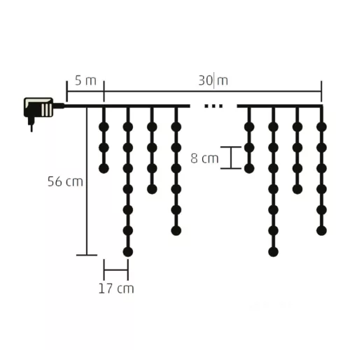 KKF_908_WH Home KKF 908/WH LED-es fényfüggöny, 30 m / 900 db hidegfehér LED, 8 fényprogram, fehér v