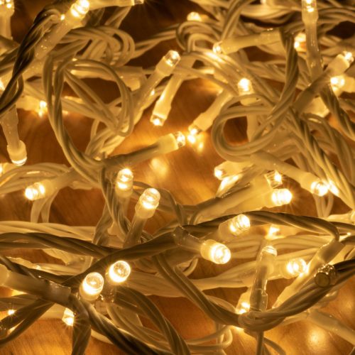 HOME KKL 500F/WW LED-es sziporkázó fényfüzér, 50 m / 500 db sziporkázó melegfehér LED, fehér vezeték, hálózati adapter, kül- és beltéri kivitel