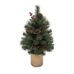 KMF60BLED Home KMF60BLED elemes műfenyő tobozokkal, LED-ekkel, 60cm magas, 30db melegfehér LED, 8 p