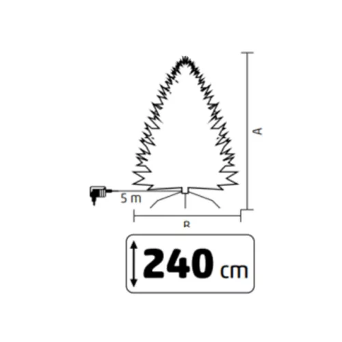 KMF8LED240 HOME KMF8LED240 havas műfenyő LED-ekkel, 460db melegfehér LED, 240cm magas, 144cm átmérő