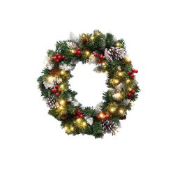 KMK45LED HOME KMK45LED LED-es műkoszorú, 45 cm, 35 db melegfehér LED, 8 programos, időzítés, 2D tűl