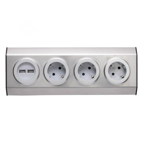 KNV_03_USB Home KNV 03/USB szerelhető konyhai hálózati elosztó USB aljzatokkal, 3 védőérintkezős és