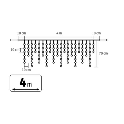 KSFW200WH HOME KSFW200WH sorolható fényfüggöny, 4 méter, 200db hidegfehér LED, fehér vezeték, kül- 