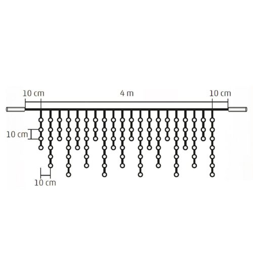 KSF_200_WH Home KSF 200/WH LED-es fényfüggöny, 4 m / 200 db hidegfehér LED, állófényű, fekete vezet