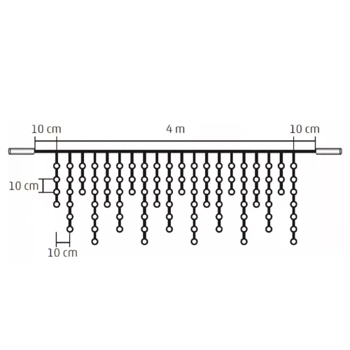 KSF_200_WW Home KSF 200/WW LED-es fényfüggöny, 4 m / 200 db melegfehér LED, állófényű, fekete vezet