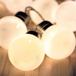   HOME LP 20/WW LED-es villanykörte fényfüzér, 9,5 m / 20 db melegfehér LED, villanykörte búra, állófényű, átlátszó vezeték, adapter, kül- és beltéri kivitel