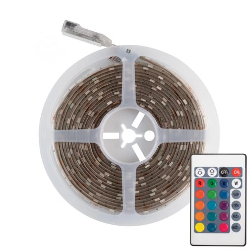 HOME LS 5000RGB RGB LED szalag szett, 30 db SMD 5050 LED/m, ragasztható, 5m, 400 lm/m, 4,8 W/m
