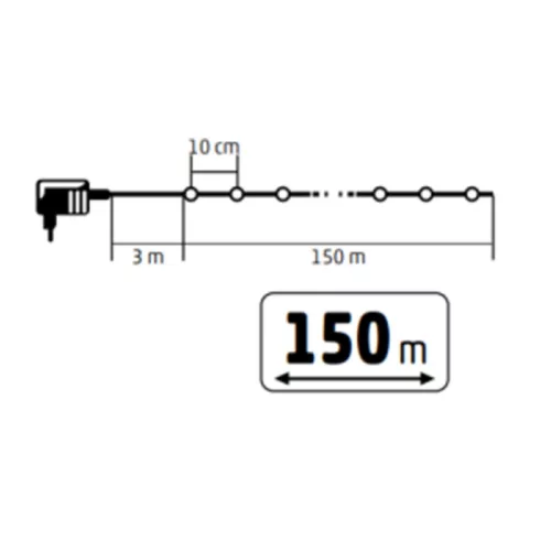 ML1500WW HOME ML1500WW micro LED-es fényfüzér, 150 m, 1500db melegfehér micro LED, 8 program, időzí