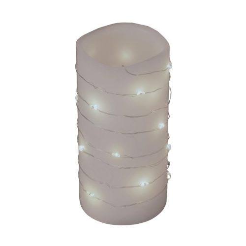 HOME MLF 26/WH micro LED-es fényfüzér, 2 m / 20 db hidegfehér micro LED, állófényű, átlátszó vezeték, időzíthető, gombelemes, lapos elemtartó, beltéri kivitel