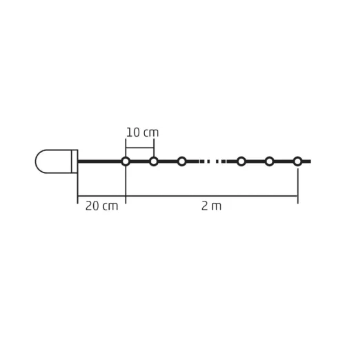 MLF_26_WH Home MLF 26/WH micro LED-es fényfüzér, 2 m / 20 db hidegfehér micro LED, állófényű, átlát