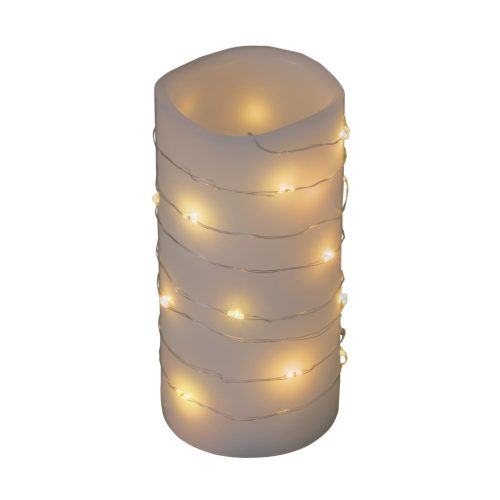 HOME MLF 26/WW micro LED-es fényfüzér, 2 m / 20 db melegfehér micro LED, állófényű, átlátszó vezeték, időzíthető, gombelemes, lapos elemtartó, beltéri kivitel