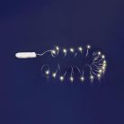 HOME MLF 26/WW micro LED-es fényfüzér, 2 m / 20 db melegfehér micro LED, állófényű, átlátszó vezeték, időzíthető, gombelemes, lapos elemtartó, beltéri kivitel