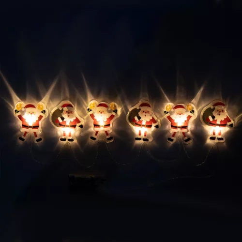 MLS6 Home MLS6 LED-es mikulás fényfüzér, szilikon, 6db melegfehér LED, elemes tápellátás, beltéri k