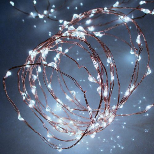 HOME ML 160/WH micro LED-es fényfüzér, 15,9 m / 160 db hidegfehér micro LED, állófényű, vékony vezeték, hálózati adapter, kül- és beltéri kivitel