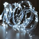 HOME ML 200/WH micro LED-es fényfüzérköteg, 200 db hidegfehér micro LED, 10 ágú, vékony, ezüstszínű vezeték, hálózati adapter, kül- és beltéri kivitel