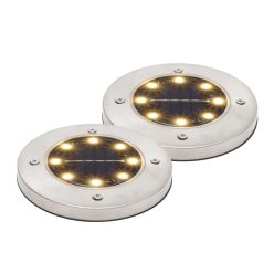 MX626WW Home MX626WW napelemes kerti lámpa, 2 db-os szett, 8 db melegfehér LED, akkumulátor, acél é