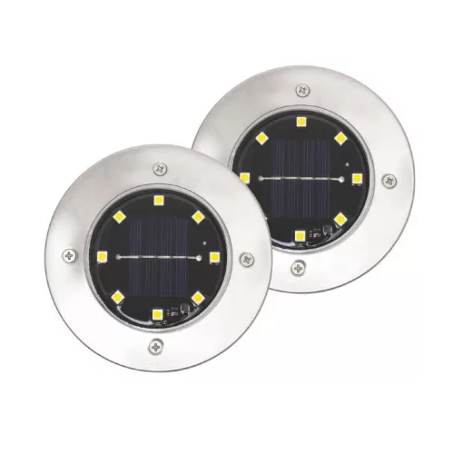 MX626WW Home MX626WW napelemes kerti lámpa, 2 db-os szett, 8 db melegfehér LED, akkumulátor, acél é