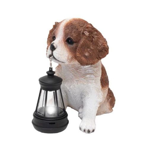 MX672 Home MX672 napelemes kerti lámpa, kutyák lámpással, 1db melegfehér LED, akkumulátor, műgyanta