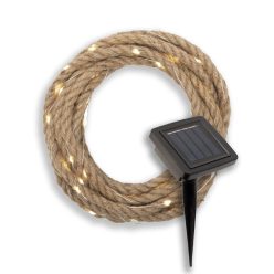   HOME MXROPE napelemes fényfüzér kötélen, 52 db melegfehér LED, 2 üzemmód, 5 méter hosszú, cserélhető akkumulátor