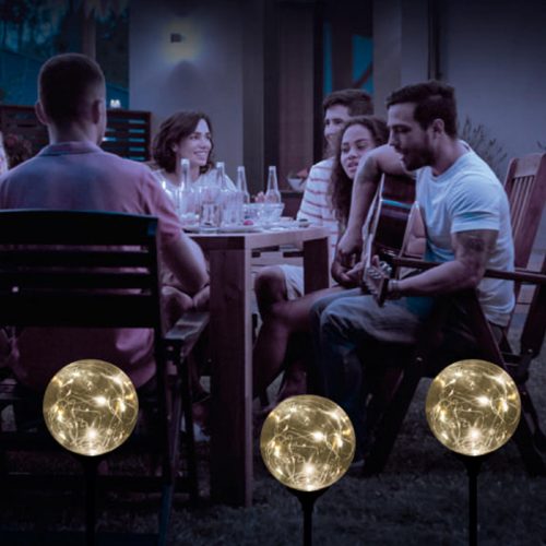 MX_624 Home MX 624 napelemes kerti lámpa, 20 microLED, üveg, időjárásálló, automatikus, melegfehér