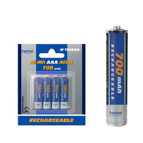 M_700AAA Home M 700AAA akkumulátor AAA, NiMH akkumulátor, mini ceruza, 1,2V 700 mAh kapacitás, 4 db