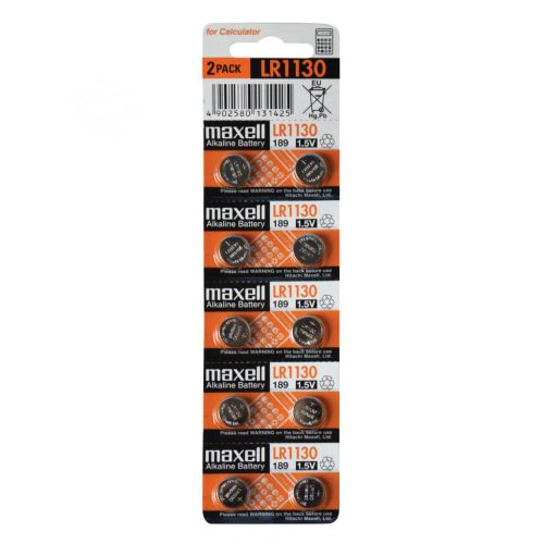 Maxell_LR1130 Maxell LR1130 gombelem, LR1130, alkáli, 1,5V, 10 db/csomag