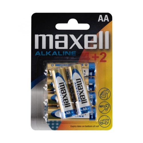 Maxell_LR6_4_2 Maxell LR6 4+2 AA elem, alkáli, ceruza, 1,5V, 6 db/csomag