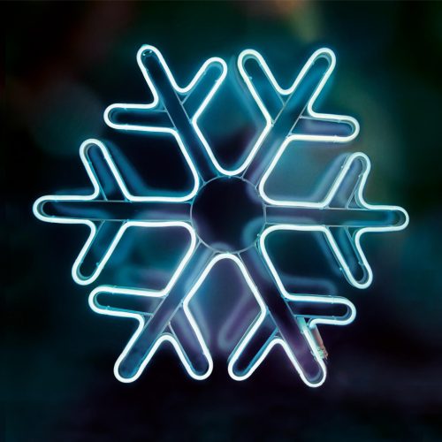 HOME NEON 2 hókristály figura, LED-es neon fény, két oldalú, fém váz, IP44, kültéri, beltéri, jégkék