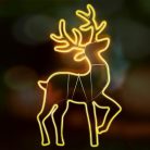 HOME NEON 4 szarvas figura, LED-es neon fény, két oldalú, fém váz, IP44, kültéri, beltéri, napsárga