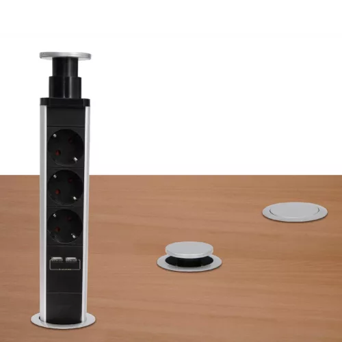 NVE_3_USB Home NVE 3/USB süllyesztett elosztó USB töltőaljzatokkal, 1,4 m, 3 földelt aljzat gyermek