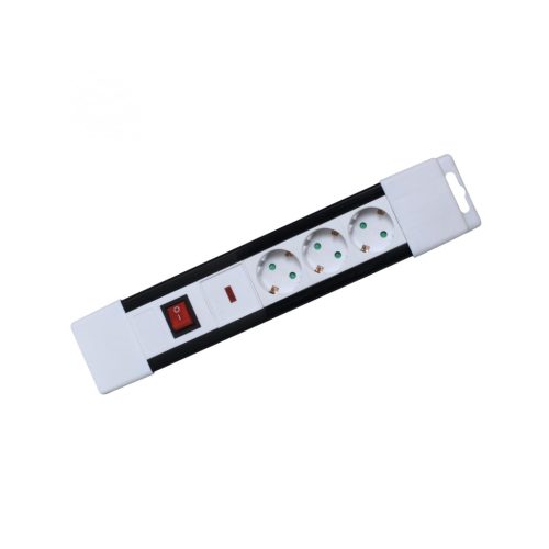 HOME NVP 03K/WH túlfeszültség védett hálózati elosztó, 2 m, kapcsolós, H05VV-F 3G1,5 mm2 kábel, IP20 kivitel, 3 aljzat, max. 3500W, falra akasztható
