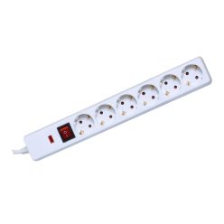 NVT_06K_WH Home NVT 06K/WH túlfeszültség védett hálózati elosztó, 1,5 m, kapcsolós, H05VV-F 3G1,5 m
