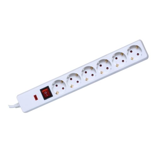 NVT_06K_WH Home NVT 06K/WH túlfeszültség védett hálózati elosztó, 1,5 m, kapcsolós, H05VV-F 3G1,5 m