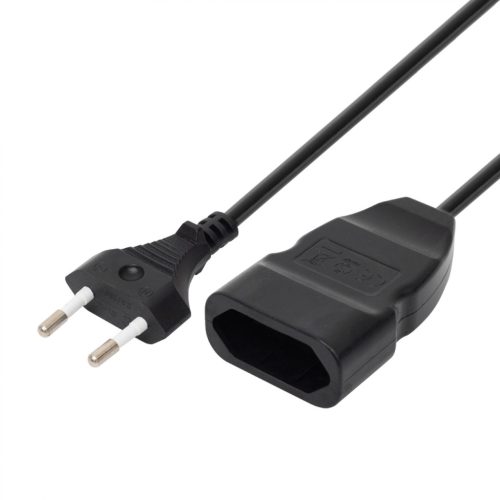 HOME NV 12-5/BK EURO kéteres hosszabbító, 5 m,  H03VVH2-F 2x0,75 mm2 kábel, 250V~/2,5A/max.575W, fekete színű