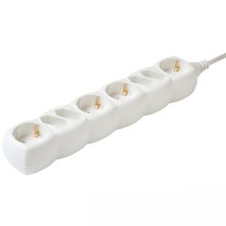   HOME NV 18/WH hálózati elosztó, 1,5 m, H05VV-F 3G1,0 mm2 kábel, IP 20 kivitel, 4 védőérintkezős és 4 euro aljzat, max. 3500W, fehér