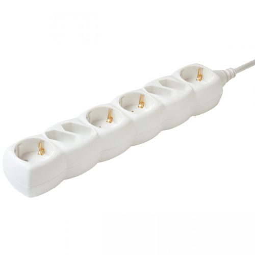 HOME NV 18/WH hálózati elosztó, 1,5 m, H05VV-F 3G1,0 mm2 kábel, IP 20 kivitel, 4 védőérintkezős és 4 euro aljzat, max. 3500W, fehér