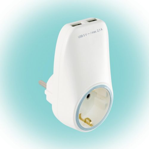 NV_2100_USB Home NV 2100 USB hálózati aljzat USB töltőaljzatokkal, 2xUSB töltőaljzat 5V/max.2,1A, f