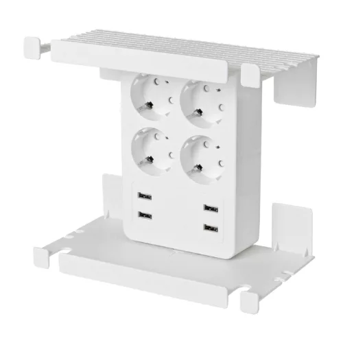 NV_4_USB Home NV 4 USB tálcás USB-s elosztó, 4 földelt aljzat, 4 USB aljzat össz 2,4A, elforgatható