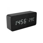 HOME OC 04 digitális LED ébresztőóra, valódi faburkolat, tapsra aktiválható fehér kijelző, dátum és hőmérséklet kijelzés, elemes vagy hálózati tápellátás