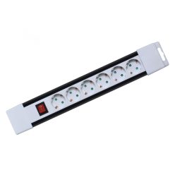   HOME PNV 06K/WH hálózati elosztó, 2 m, H05VV-F 3G1,0 mm2 kábel, kapcsolós, IP20 kivitel, 6 aljzat gyermekvédelemmel, max. 3500W, fehér, felakasztható