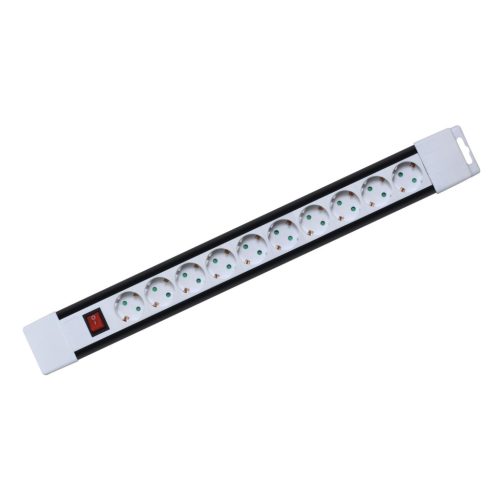 HOME PNV 10K/WH hálózati elosztó, 2 m, H05VV-F 3G1,0 mm2 kábel, kapcsolós, IP20 kivitel, 10 aljzat gyermekvédelemmel, max. 3500W, fehér, felakasztható
