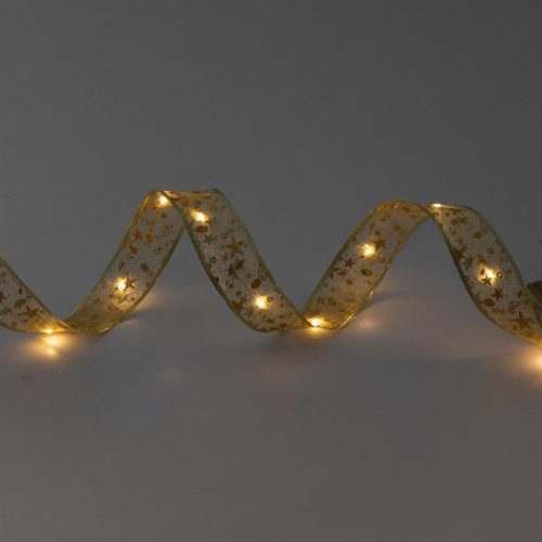 RLS15WW Home RLS15WW LED-es szalag mintákkal, arany színű szalag, 8 funkció, 150db melegfehér LED, 