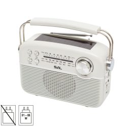 RPR9 SAL RPR9 napelemes rádió multimédia lejátszóval, FM-AM-SW rádió, Bluetooth, USB és microSD csa