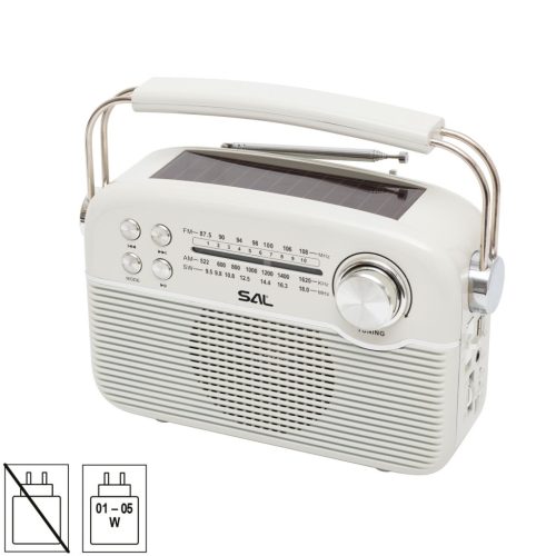 RPR9 SAL RPR9 napelemes rádió multimédia lejátszóval, FM-AM-SW rádió, Bluetooth, USB és microSD csa