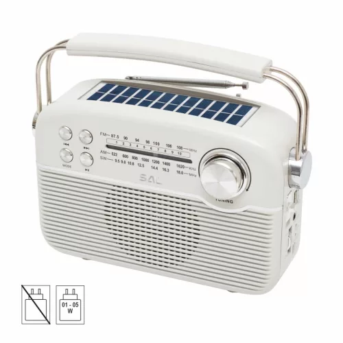 RPR9 SAL RPR9 napelemes rádió multimédia lejátszóval, FM-AM-SW rádió, Bluetooth, USB és microSD csa