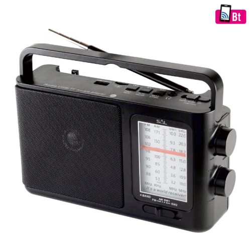 RPR_7B SAL RPR 7B táskarádió, AC/DC, 4 in 1, BT, USB, MicroSD, AM-FM-SW1-SW2 rádió, AUX, ~18 óra üz