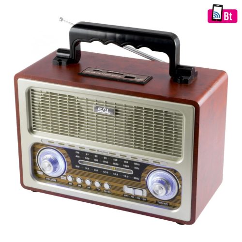 RRT_3B SAL RRT 3B retro táskarádió, multimédia lejátszó, BT, USB/MicroSD, AUX, Rádió, ~12 óra üzemi