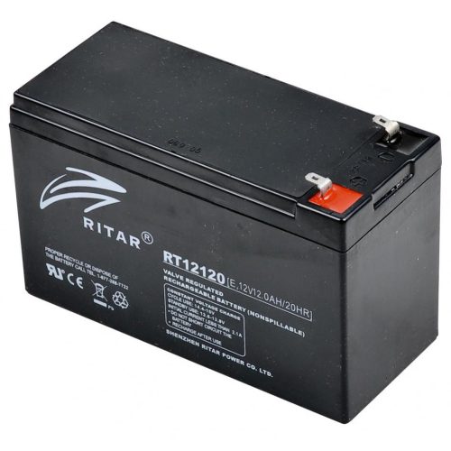 RT_12120 Ritar RT 12120 ólomakkumulátor, 12V/12 Ah, 5 éves élettartam, zárt konstrukció
